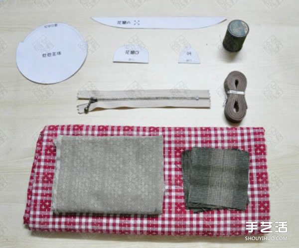 手工布藝玫瑰花零錢包DIY制作教程帶圖紙 -  rpnrmr.com