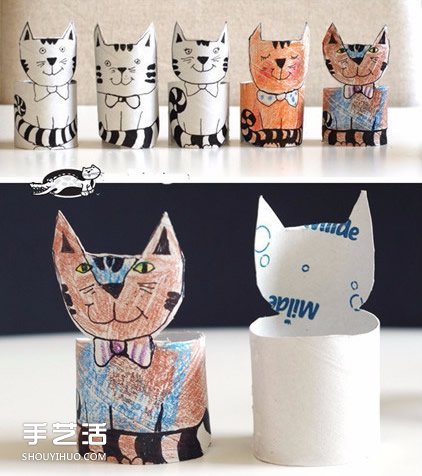 衛(wèi)生紙卷筒做手工 幼兒可愛立體貓咪制作教程 -  rpnrmr.com