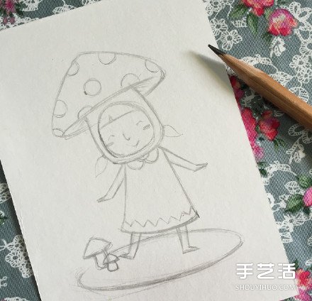 扮演蘑菇的可愛小女孩的畫法 教你如何著色 -  rpnrmr.com