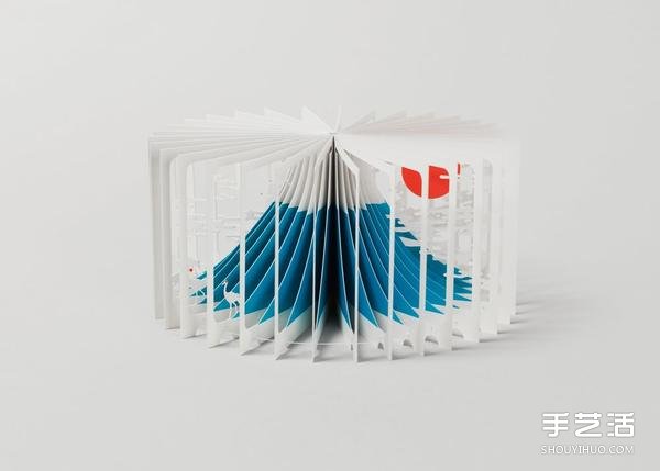 紙雕藝術(shù)：壯麗富士山縮小成迷你立體書 -  rpnrmr.com