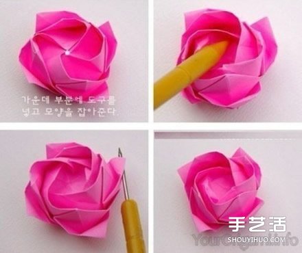 漂亮紙玫瑰的折法圖解 折紙玫瑰花的步驟圖 -  rpnrmr.com