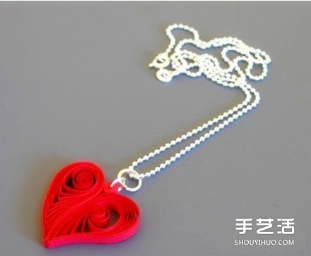 衍紙愛心項(xiàng)鏈墜子DIY 衍紙心形卷項(xiàng)鏈墜子制作 -  rpnrmr.com