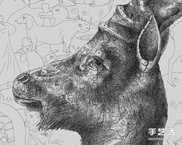 細(xì)節(jié)藏在近觀處，百幅插畫繪制而成的畫作 -  rpnrmr.com