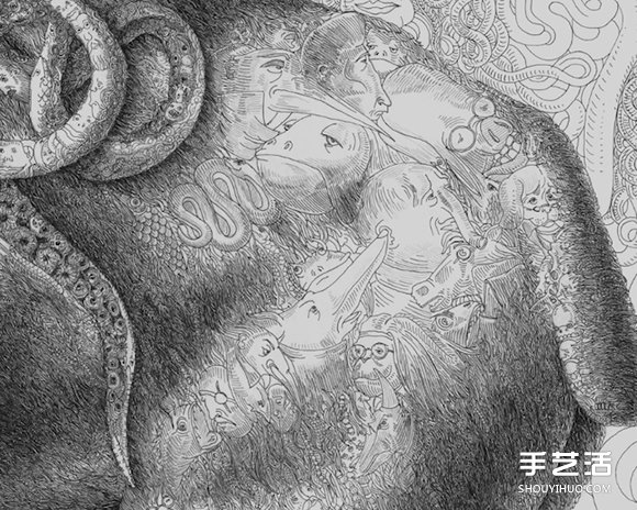細(xì)節(jié)藏在近觀處，百幅插畫繪制而成的畫作 -  rpnrmr.com
