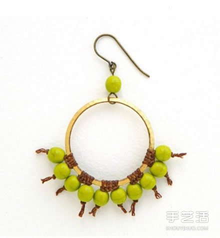可愛繩編耳環(huán)DIY制作 帶珠子耳環(huán)制作教程 -  rpnrmr.com