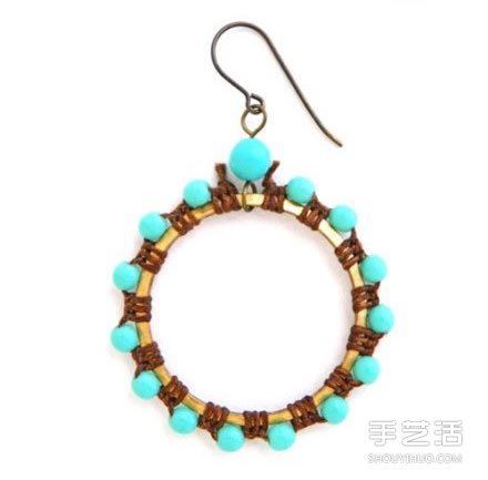 可愛繩編耳環(huán)DIY制作 帶珠子耳環(huán)制作教程 -  rpnrmr.com