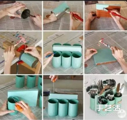 鐵罐子廢物利用DIY手工制作廚房餐具架子 -  rpnrmr.com