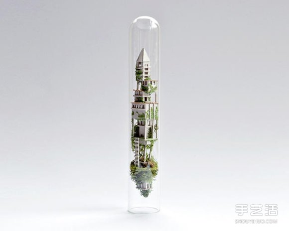 硬紙板和樹枝變廢為寶 DIY玻璃試管中的世界 -  rpnrmr.com