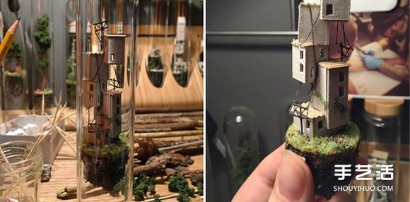 硬紙板和樹枝變廢為寶 DIY玻璃試管中的世界 -  rpnrmr.com