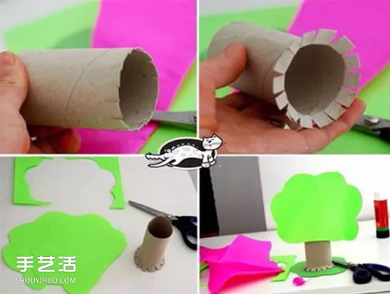 幼兒用衛(wèi)生紙卷筒簡單制作可愛小樹的方法 -  rpnrmr.com