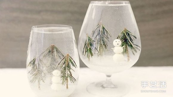 高腳玻璃杯DIY手工制作浪漫雪景造型杯的方法 -  rpnrmr.com