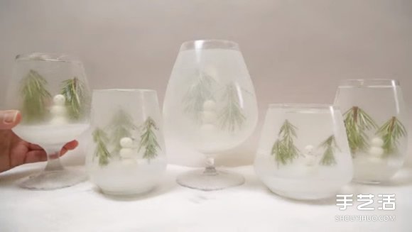 高腳玻璃杯DIY手工制作浪漫雪景造型杯的方法 -  rpnrmr.com