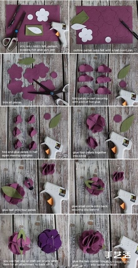 毛氈布花發(fā)夾手工制作 毛氈布藝花朵胸花DIY -  rpnrmr.com
