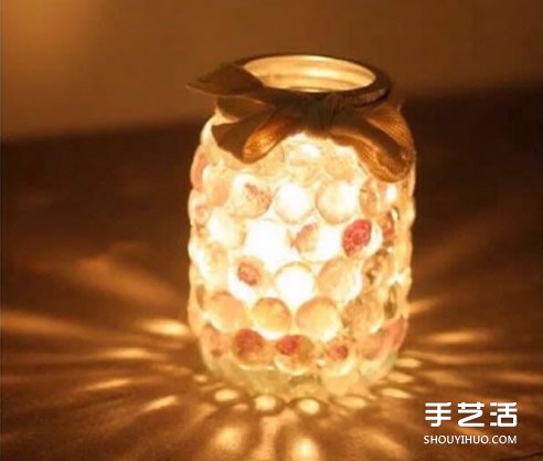 玻璃罐廢物利用手工制作情人節(jié)浪漫燭臺(tái)小夜燈 -  rpnrmr.com