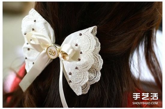 蕾絲布蝴蝶發(fā)卡DIY 蝴蝶發(fā)卡手工制作教程 -  rpnrmr.com