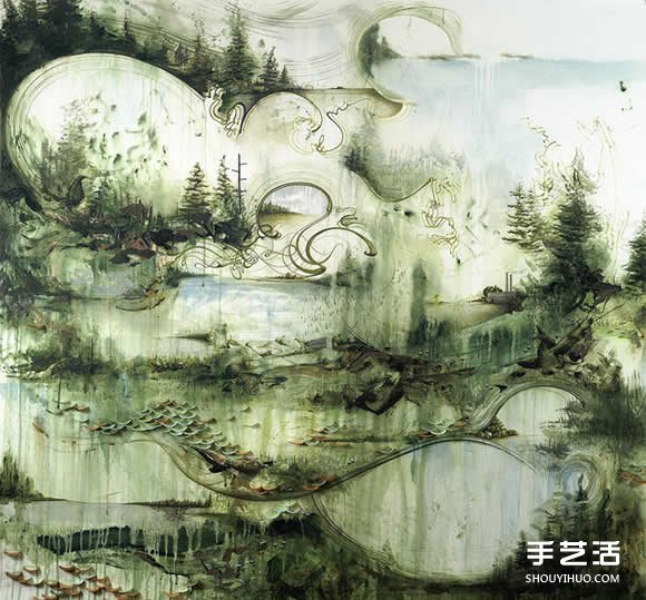 似畫不是畫：混合材質(zhì)DIY奇幻華麗的立體山水畫 -  rpnrmr.com