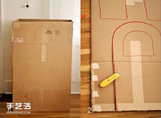 廢舊紙箱制作房子的方法 兒童玩具小屋DIY教程 -  rpnrmr.com