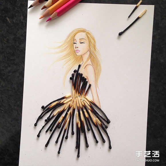 插畫(huà)家利用生活用品DIY制作畫(huà)中人的美麗服飾 -  rpnrmr.com