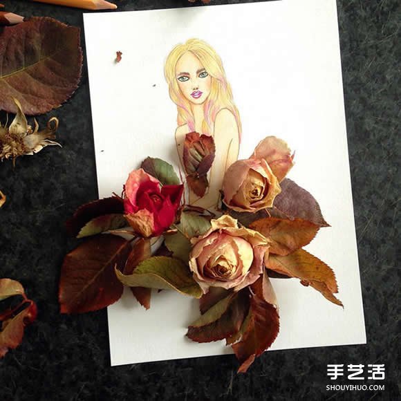 插畫(huà)家利用生活用品DIY制作畫(huà)中人的美麗服飾 -  rpnrmr.com