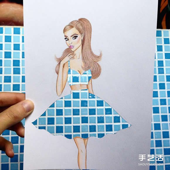 插畫(huà)家利用生活用品DIY制作畫(huà)中人的美麗服飾 -  rpnrmr.com