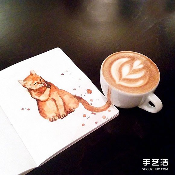 咖啡貓插畫(huà)：聞到濃濃咖啡香氣就清醒了一半 -  rpnrmr.com