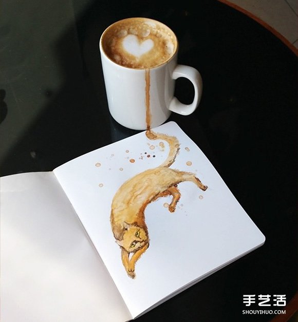 咖啡貓插畫(huà)：聞到濃濃咖啡香氣就清醒了一半 -  rpnrmr.com