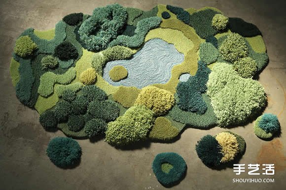 地毯廢料手工編織出模擬大自然生態(tài)的羊毛毯 -  rpnrmr.com