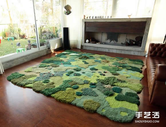 地毯廢料手工編織出模擬大自然生態(tài)的羊毛毯 -  rpnrmr.com