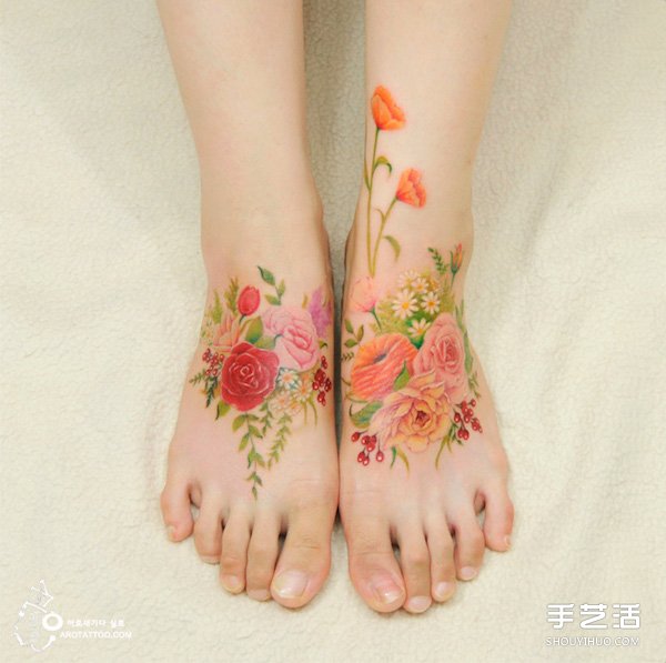 來自韓國的唯美浪漫水彩花卉風(fēng)格紋身圖案 -  rpnrmr.com