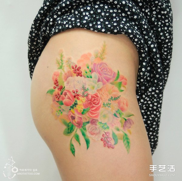 來自韓國的唯美浪漫水彩花卉風(fēng)格紋身圖案 -  rpnrmr.com