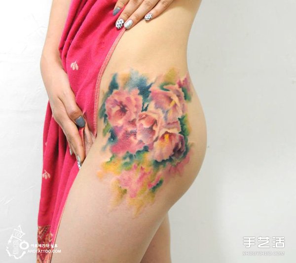 來自韓國的唯美浪漫水彩花卉風(fēng)格紋身圖案 -  rpnrmr.com