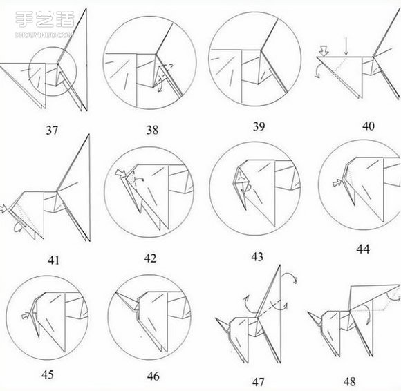 手工折紙馬圖解教程 立體馬的折法詳細(xì)步驟圖 -  rpnrmr.com