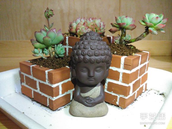 將花壇搬到桌子上！利用廢磚頭DIY制作花盆 -  rpnrmr.com