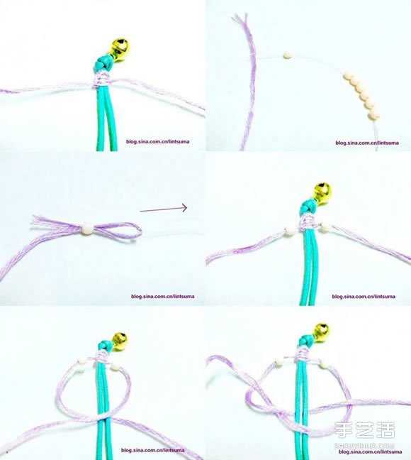 簡單小巧手鏈的編法圖解 帶鈴鐺手鏈DIY教程 -  rpnrmr.com