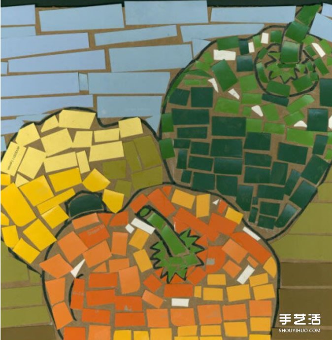幼兒簡單手工拼貼畫作品圖片 漂亮馬賽克風格 -  rpnrmr.com