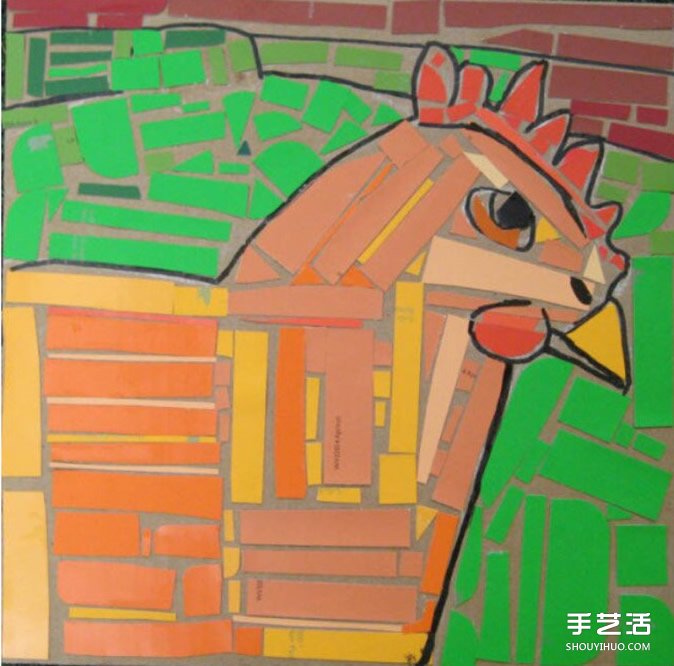 幼兒簡單手工拼貼畫作品圖片 漂亮馬賽克風格 -  rpnrmr.com