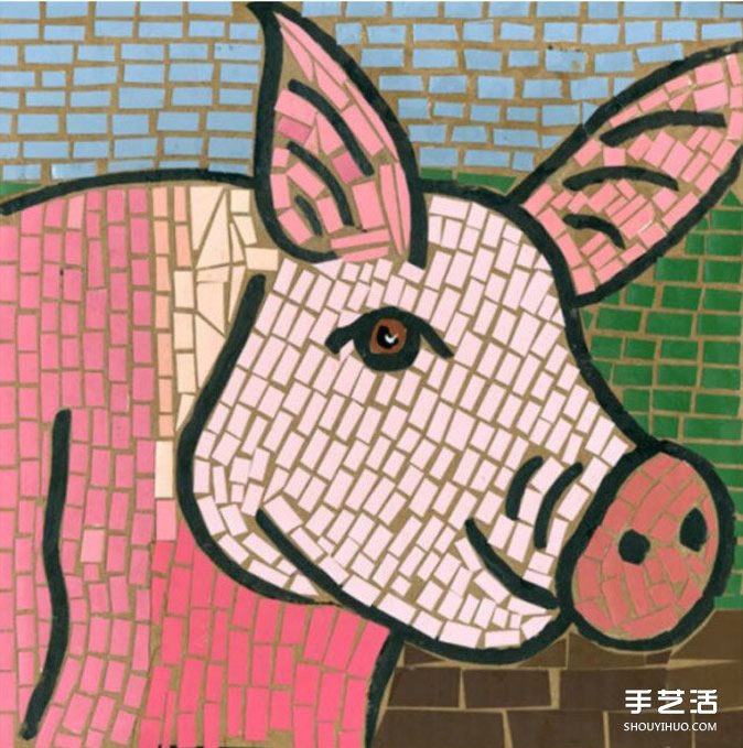幼兒簡單手工拼貼畫作品圖片 漂亮馬賽克風格 -  rpnrmr.com