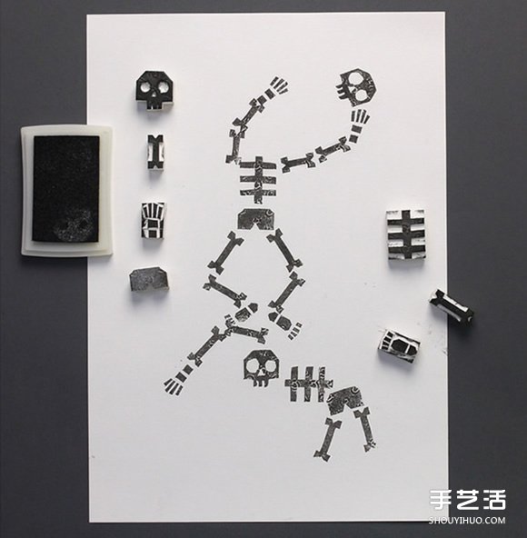 可以任意組合的骷髏小人橡皮章DIY圖解教程 -  rpnrmr.com