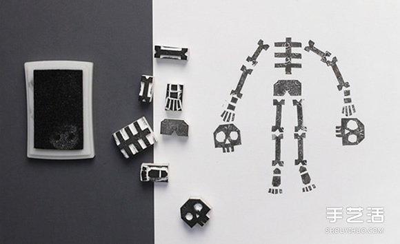 可以任意組合的骷髏小人橡皮章DIY圖解教程 -  rpnrmr.com