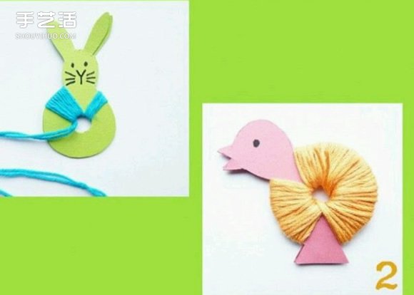 適合小朋友的毛線球兔子和小鳥(niǎo)掛件手工制作 -  rpnrmr.com
