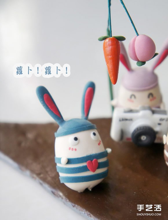 越獄兔軟陶DIY作品 可愛手工粘土兔子圖片 -  rpnrmr.com