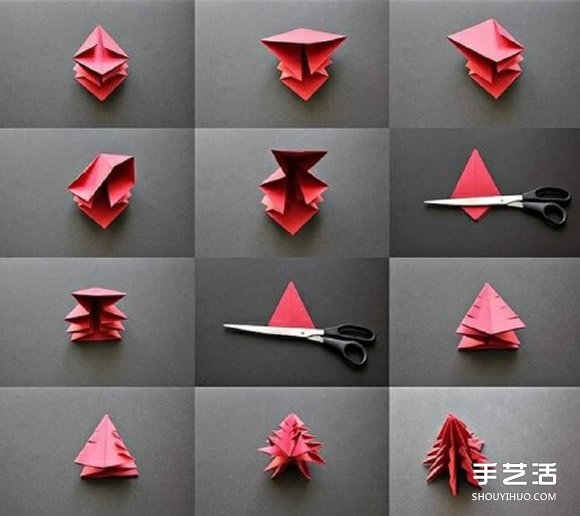 一張紙折紙圣誕樹的折法 立體圣誕樹折紙圖解 -  rpnrmr.com