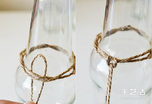 利用麻繩和玻璃瓶手工DIY制作垂吊花瓶的方法 -  rpnrmr.com