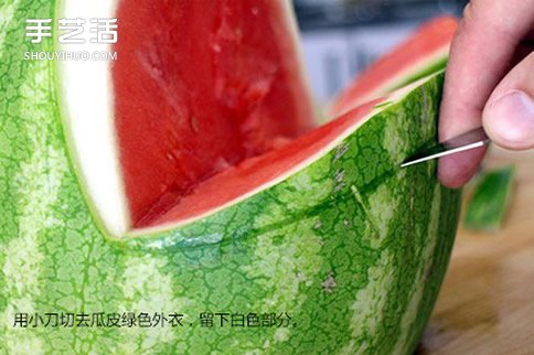 簡單西瓜雕刻擺成鯊魚果盤的制作方法教程 -  rpnrmr.com