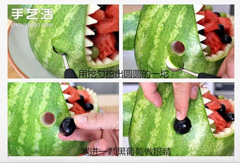 簡單西瓜雕刻擺成鯊魚果盤的制作方法教程 -  rpnrmr.com