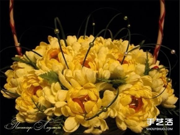 皺紋紙菊花的折法圖解 黃菊花的做法過程教程 -  rpnrmr.com