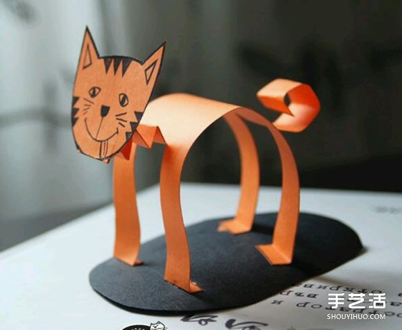 幼兒立體貓咪的做法 簡(jiǎn)單剪紙制作站立貓咪 -  rpnrmr.com