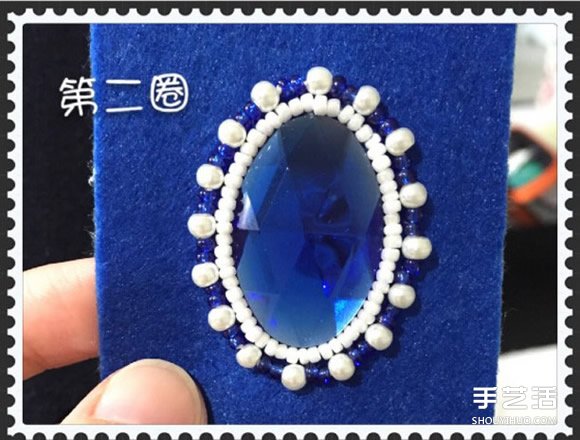 珠繡寶石胸針制作教程 珠繡藍(lán)寶石胸針DIY方法 -  rpnrmr.com