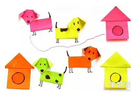 簡單幼兒折紙狗狗和狗窩的方法 材料是便簽紙 -  rpnrmr.com