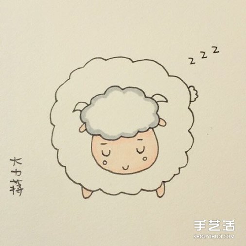 睡覺的小綿羊簡筆畫的畫法教程 包括上色步驟 -  rpnrmr.com